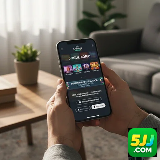 Ilustração de Explore o app móvel do 5jj para cassino seguro e acessível